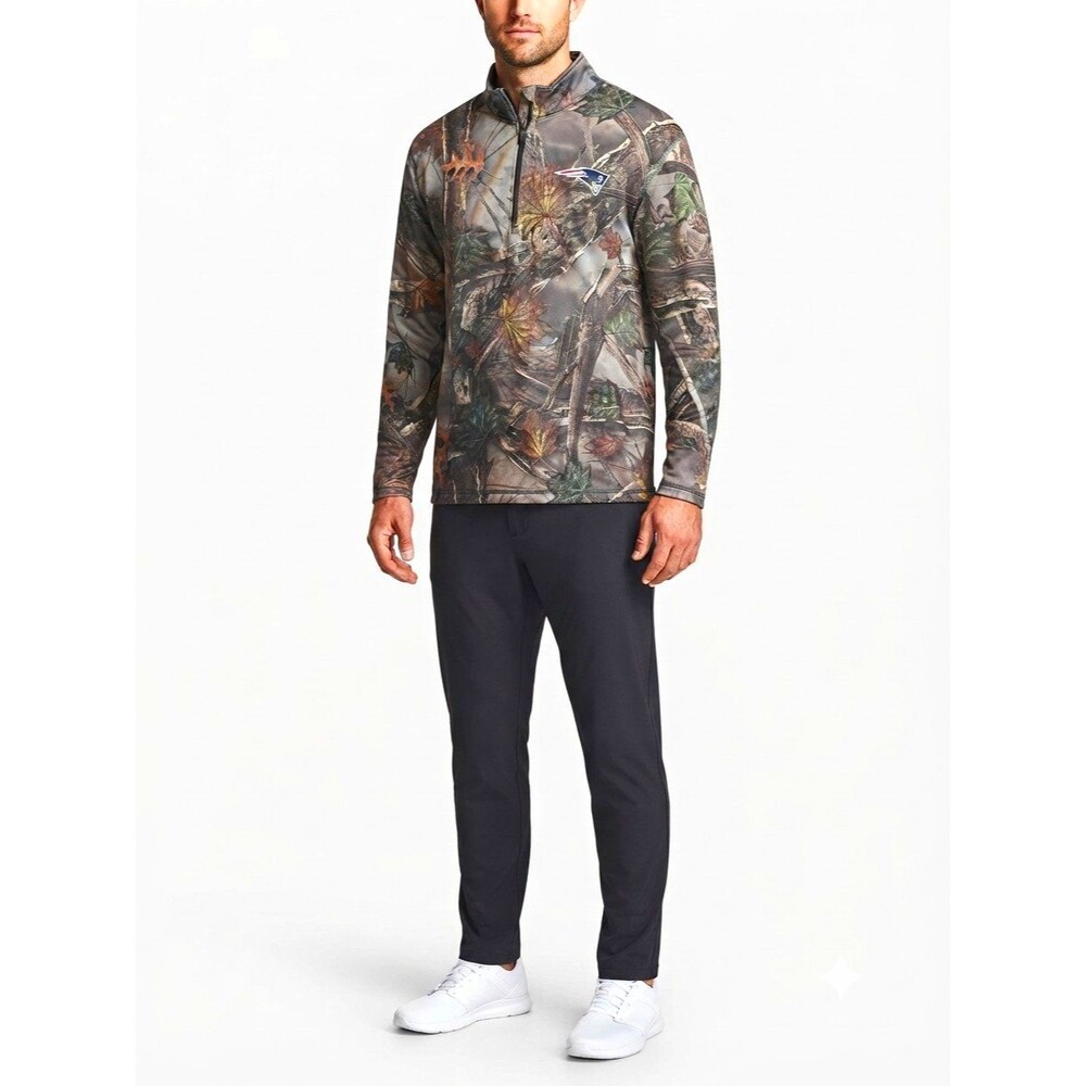 Majestic New England Patriots NFL Camo Multicolor Quarter-Zip Jacket L